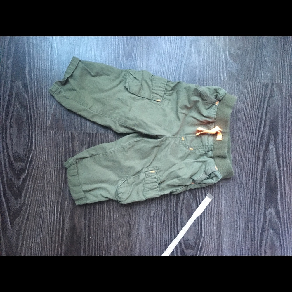 Toddler cargo pants in green and orange